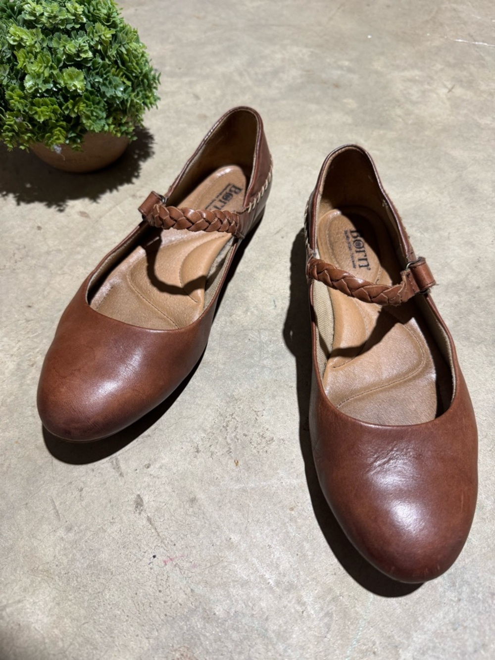 Born Women’s Brown Braided Strap Flats